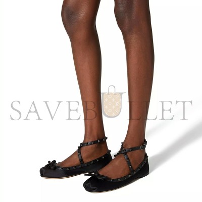 VALENTINO ROCKSTUD SATIN BALLERINA WITH TONE-ON-TONE STUDS 5W2S0HB6EQL_0NO