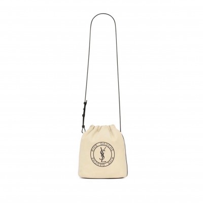 YSL RIVE GAUCHE LACED BUCKET BAG IN LEATHER 710261849100 (21*23*14cm)