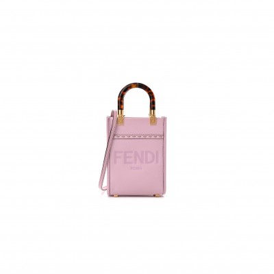 FENDI VITELLO KING PLEXIGLASS MINI FENDI SUNSHINE SHOPPER TOTE LAVANDA (17*13*5cm)