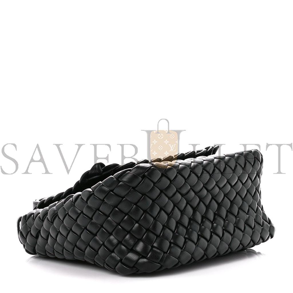 BOTTEGA VENETA NAPPA INTRECCIATO SMALL COBBLE SHOULDER BAG BLACK (27*22*10cm)