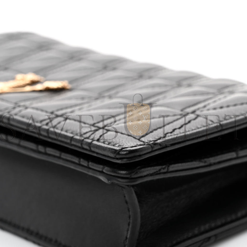 VERSACE NAPPA QUILTED VIRTUS CLUTCH BAG BLACK (20*11*4cm)