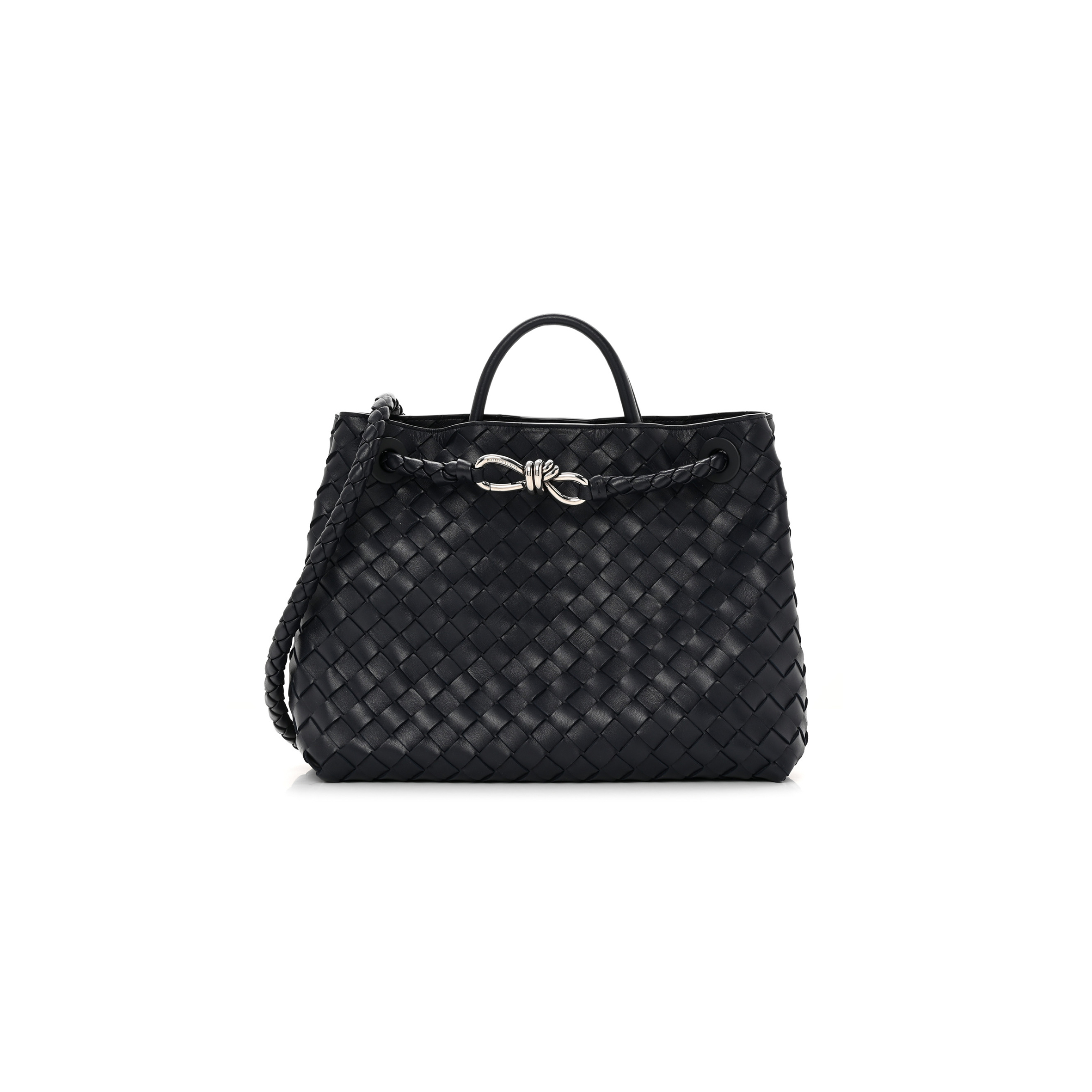 BOTTEGA VENETA BLACK INTRECCIATO MEDIUM ANDIAMO SHOULDER BAG SPACE (32*25*11cm)