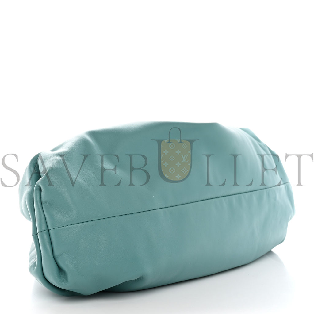 BOTTEGA VENETA SMOOTH BUTTER CALF THE POUCH OVERSIZED CLUTCH LINOLEUM (39*18*9cm)