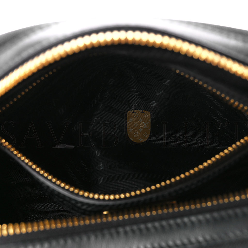 PRADA JACQUARD LOGO CAMERA BAG BLACK (23*15*8cm)