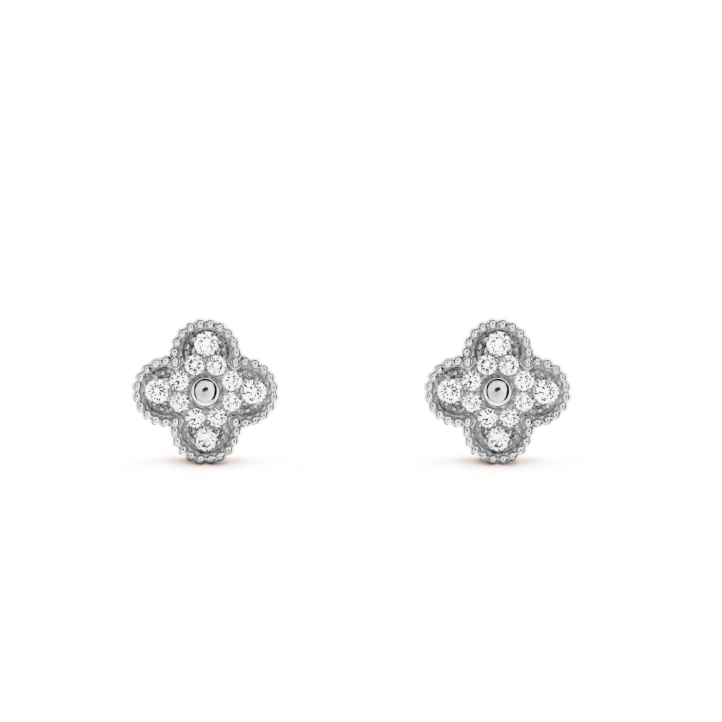 VAN CLEEF ARPELS VINTAGE ALHAMBRA EARRINGS - WHITE GOLD, DIAMOND  VCARA44600