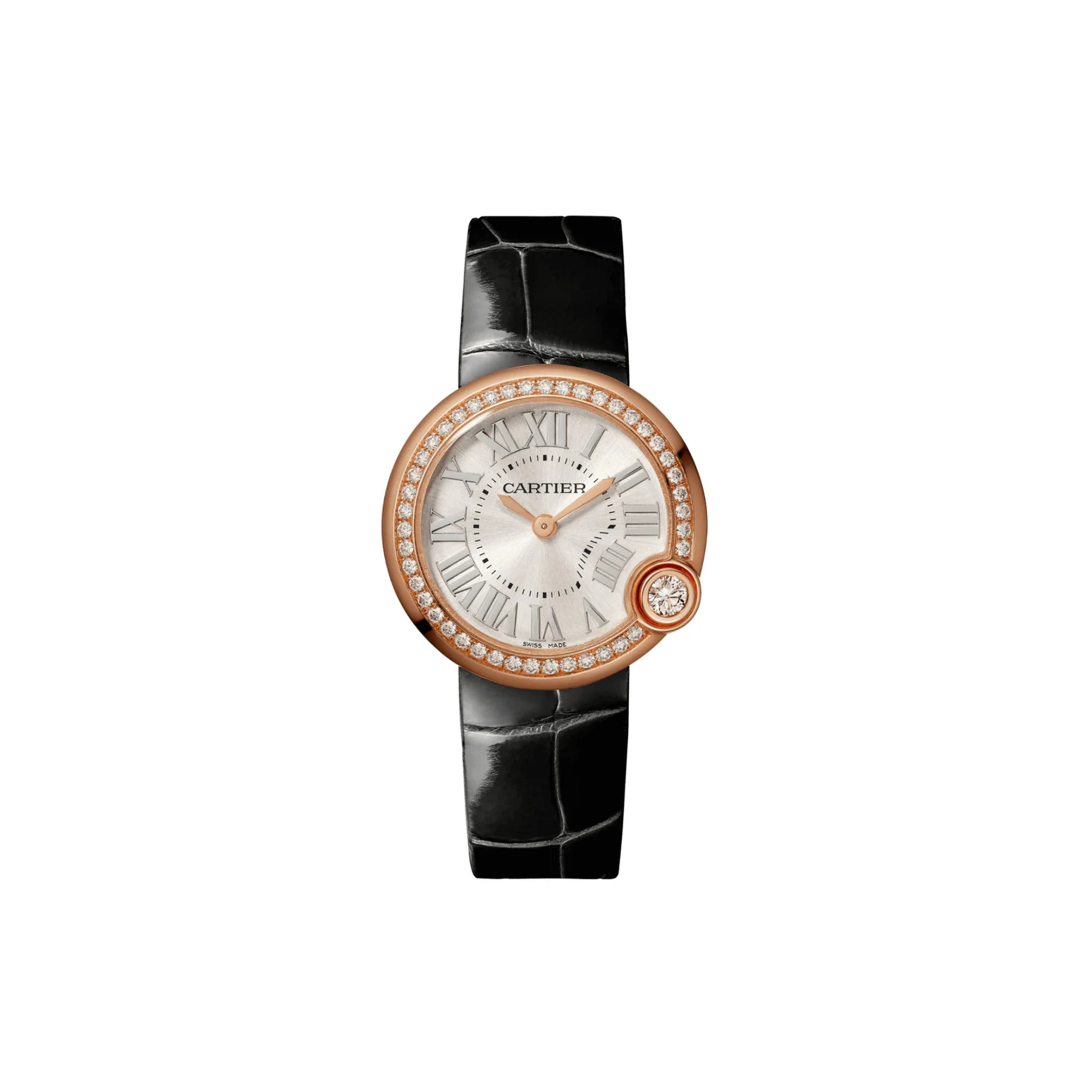CARTIER BALLON BLANC DE CARTIER SILVER DIAL BLACK LEATHER 30MM WJBL0005 CARTIER BALLON BLANC DE CARTIER SILVER DIAL BLACK LEATHER 30MM WJBL0005