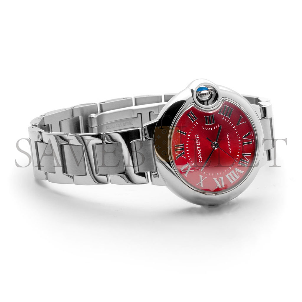 CARTIER BALLON BLEU DE CARTIER 33MM QUARTZ RED DIAL ON STEEL W6920100 CARTIER BALLON BLEU DE CARTIER 33MM QUARTZ RED DIAL ON STEEL W6920100
