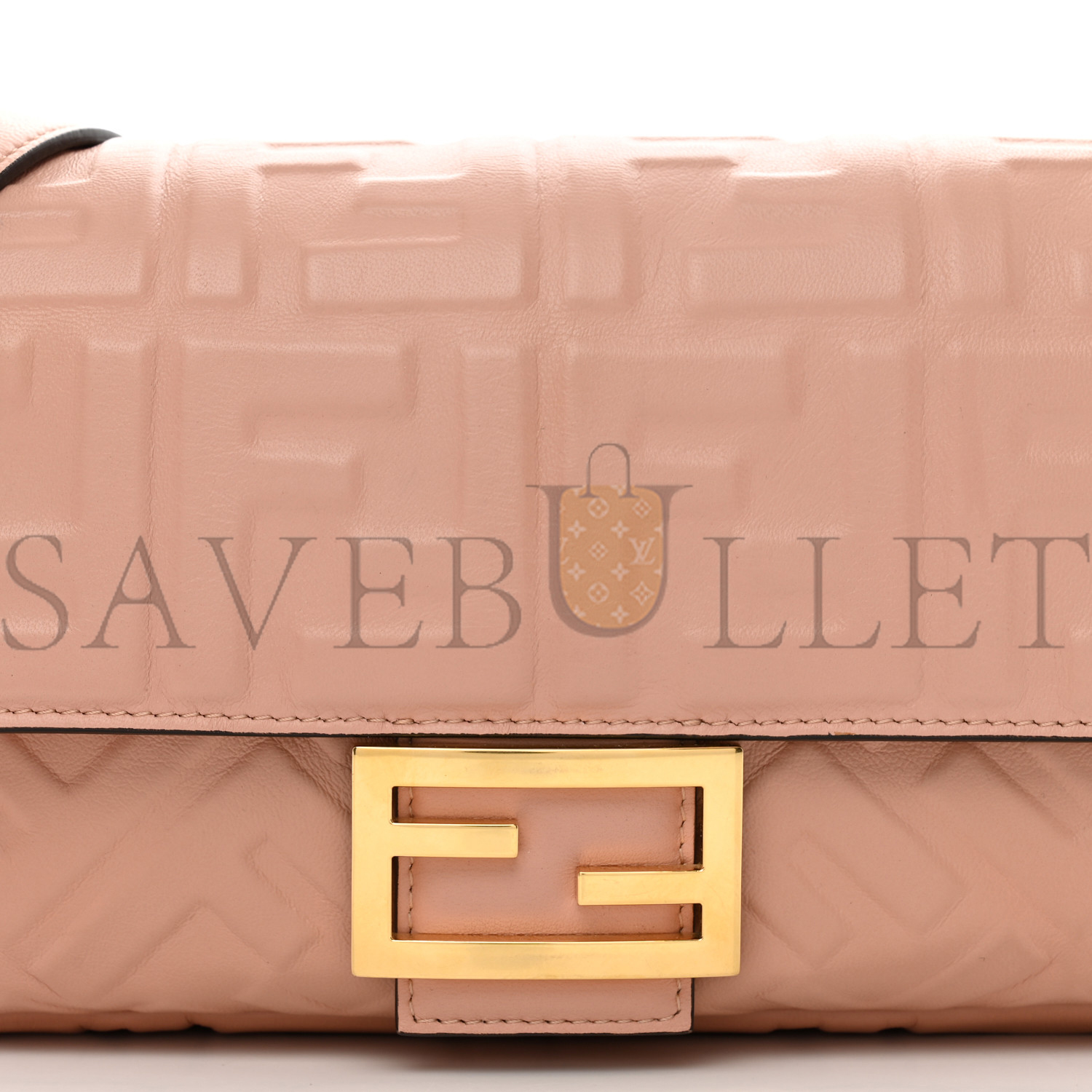 FENDI NAPPA FF 1974 EMBOSSED BAGUETTE ROSA BOURBON (27*15*6cm)