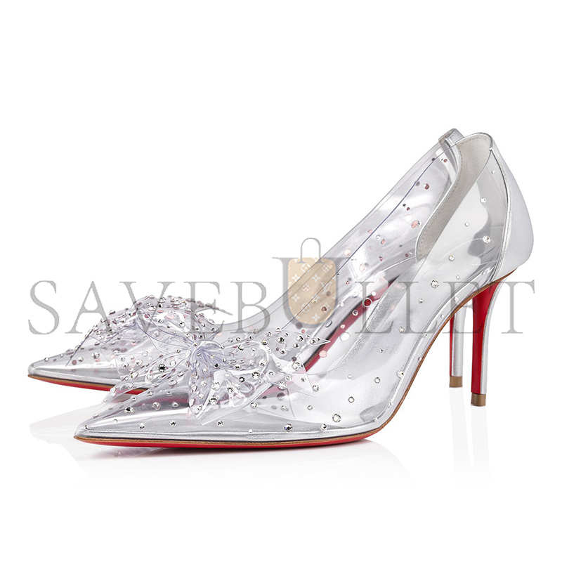 CHRISTIAN LOUBOUTIN JELLY STRASS 80 MM PUMPS - PVC, IRIDESCENT NAPPA LEATHER AND STRASS-SILVER-WOMEN 1240737S339