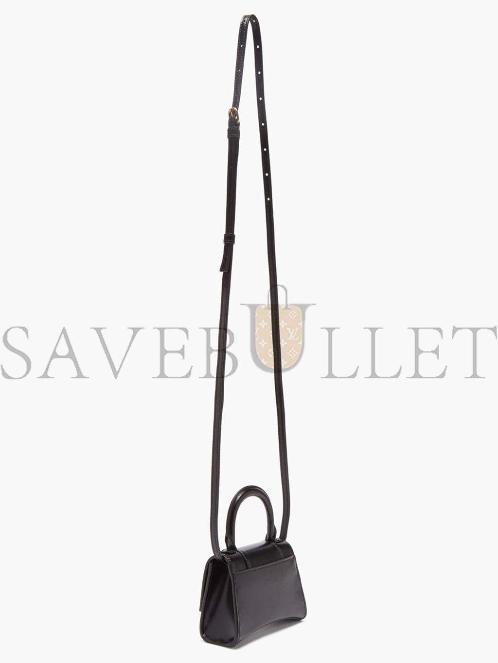 BALENCIAGA BLACK HOURGLASS MINI CROCODILE-EFFECT LEATHER BAG MATCHESFASHION US (12*8.5*4.3cm)