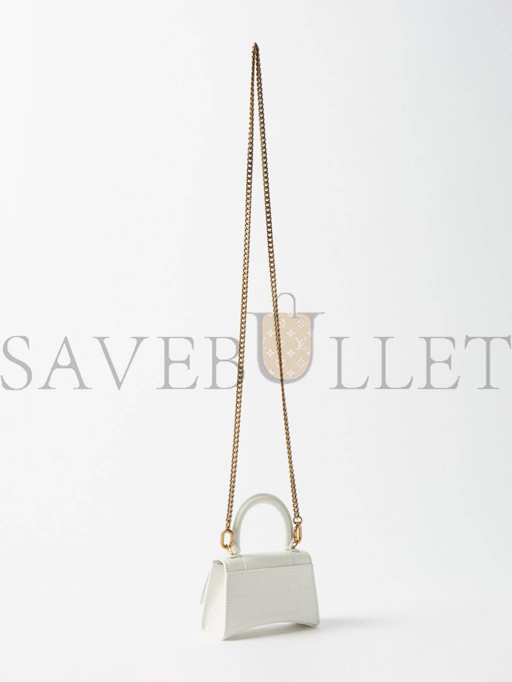 BALENCIAGA WHITE HOURGLASS MINI CROCODILE-EFFECT CROSS-BODY BAG MATCHESFASHION US (12*8*4.6cm)