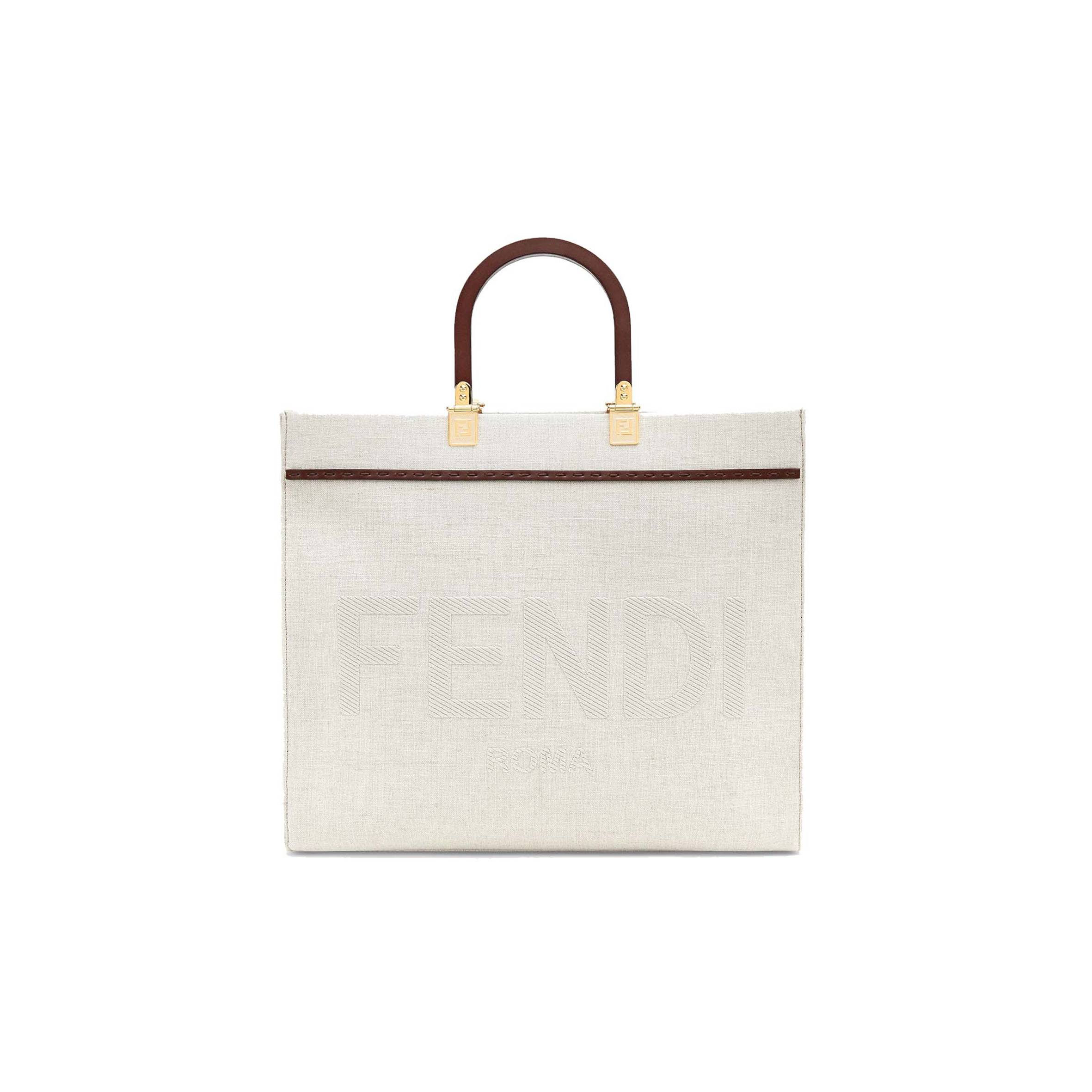 FENDI SUNSHINE MEDIUM - WHITE CANVAS SHOPPER 8BH386AKBSF1HOC (35*31*17cm)