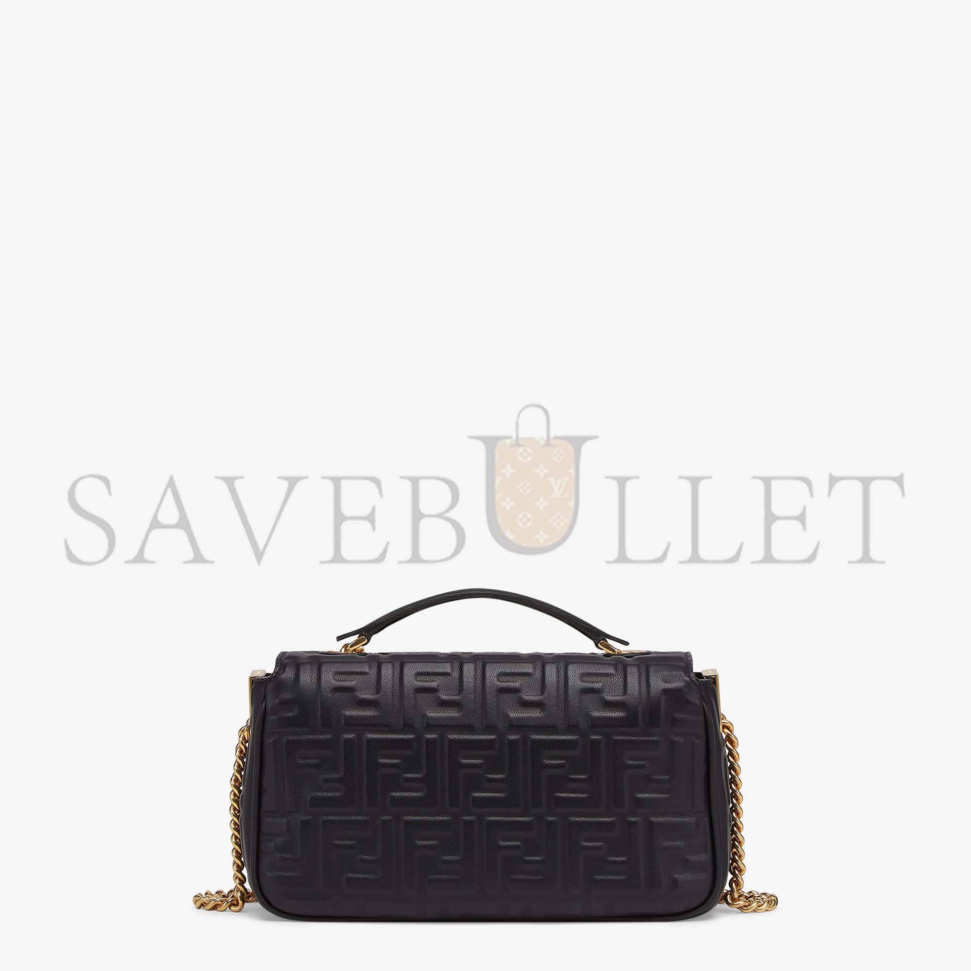 FENDI BAGUETTE CHAIN MIDI - BLACK NAPPA LEATHER BAG 8BR793AH9CF1CFJ (24*14.5*7cm)