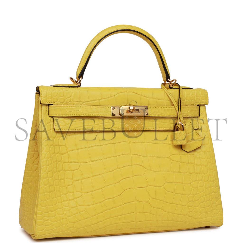 HERMES SPECIAL ORDER (HSS) KELLY RETOURNE 32 MIMOSA MATTE ALLIGATOR GOLD HARDWARE (32.*23*10.5cm) HERMES SPECIAL ORDER (HSS) KELLY RETOURNE 32 MIMOSA MATTE ALLIGATOR GOLD HARDWARE (32.*23*10.5cm)