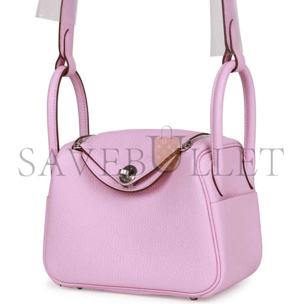 HERMES MINI LINDY MAUVE SYLVESTRE CLEMENCE PALLADIUM HARDWARE (19*12.5*9)