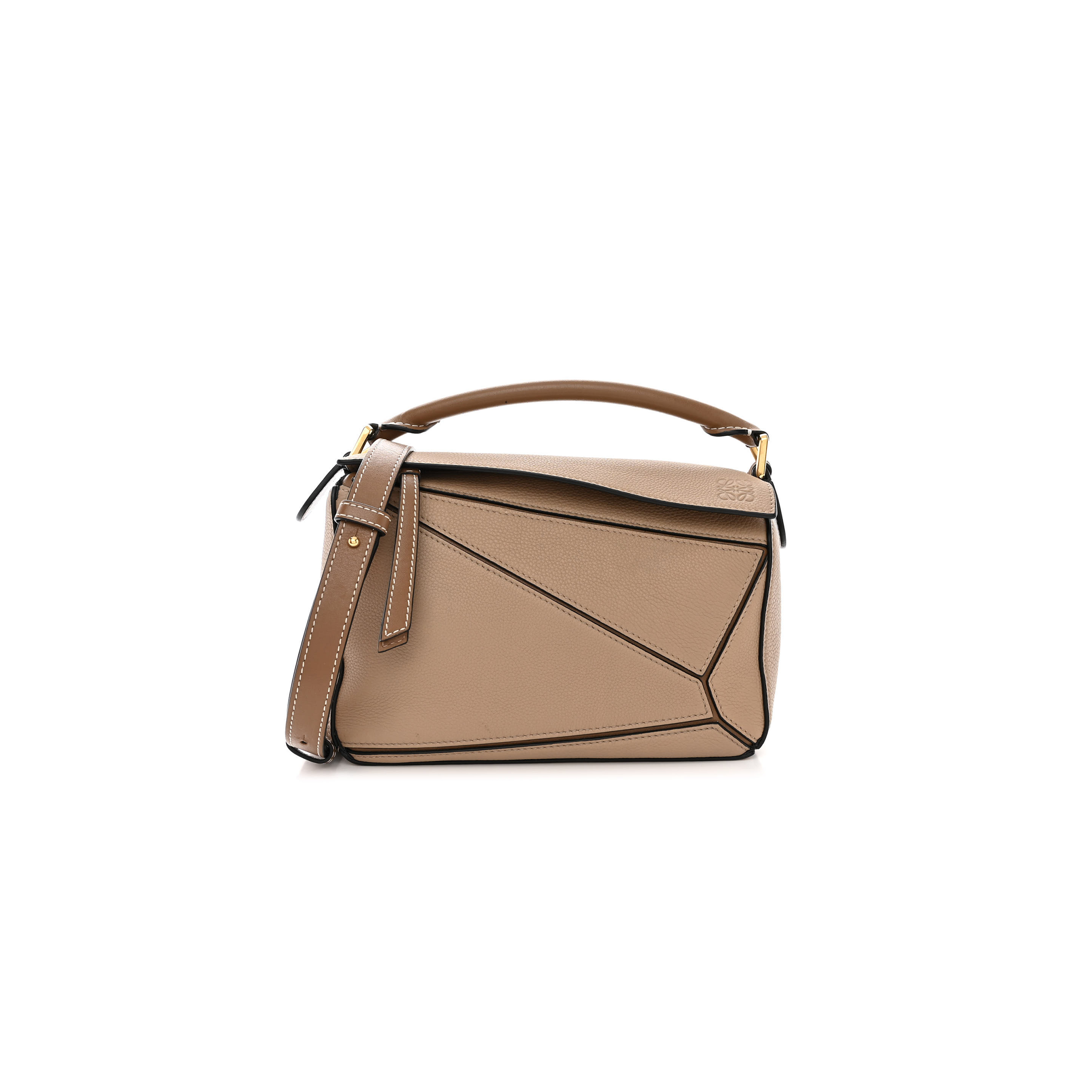 LOEWE GRAINED CALFSKIN SMALL PUZZLE BAG SAND MINK (24*16.5*10.5cm)