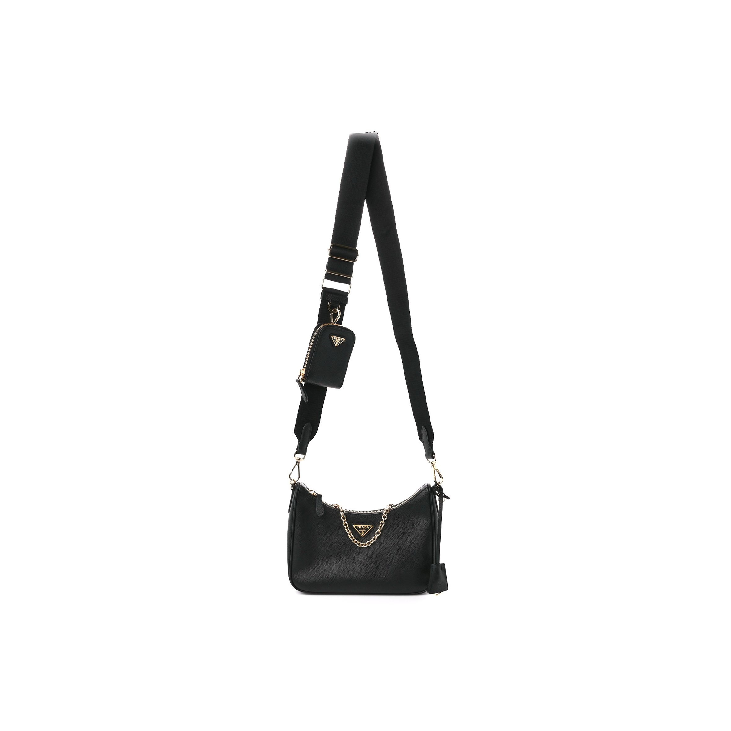 PRADA SAFFIANO LUX RE-EDITION 2005 SHOULDER BAG BLACK  (22*17*6cm)