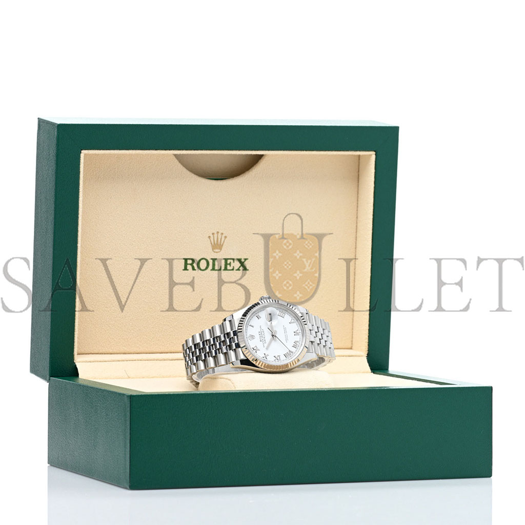 ROLEX STAINLESS STEEL 18K WHITE GOLD 36MM OYSTER PERPETUAL DATEJUST WATCH WHITE ROMAN 126234 ROLEX STAINLESS STEEL 18K WHITE GOLD 36MM OYSTER PERPETUAL DATEJUST WATCH WHITE ROMAN 126234