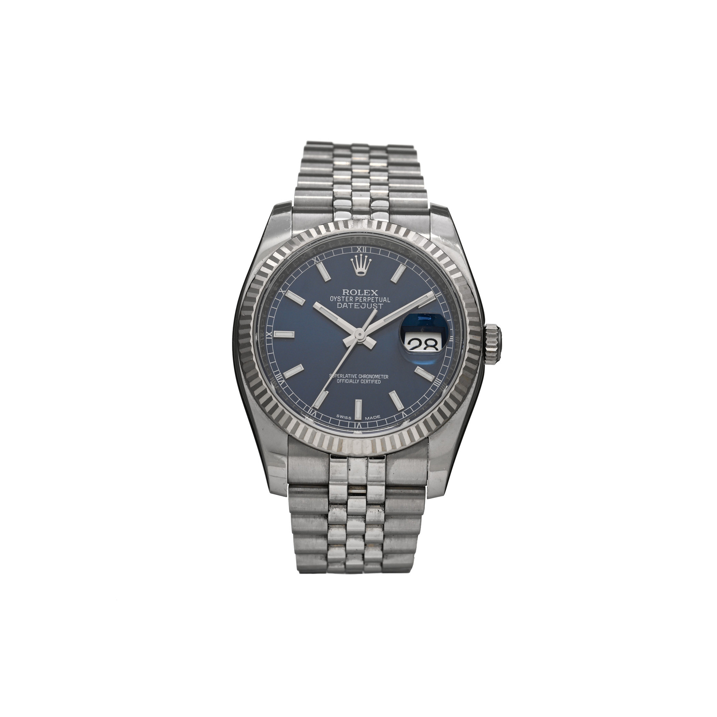 ROLEX STAINLESS STEEL 18K WHITE GOLD 36MM OYSTER PERPETUAL DATEJUST WATCH BLUE 116234 ROLEX STAINLESS STEEL 18K WHITE GOLD 36MM OYSTER PERPETUAL DATEJUST WATCH BLUE 116234