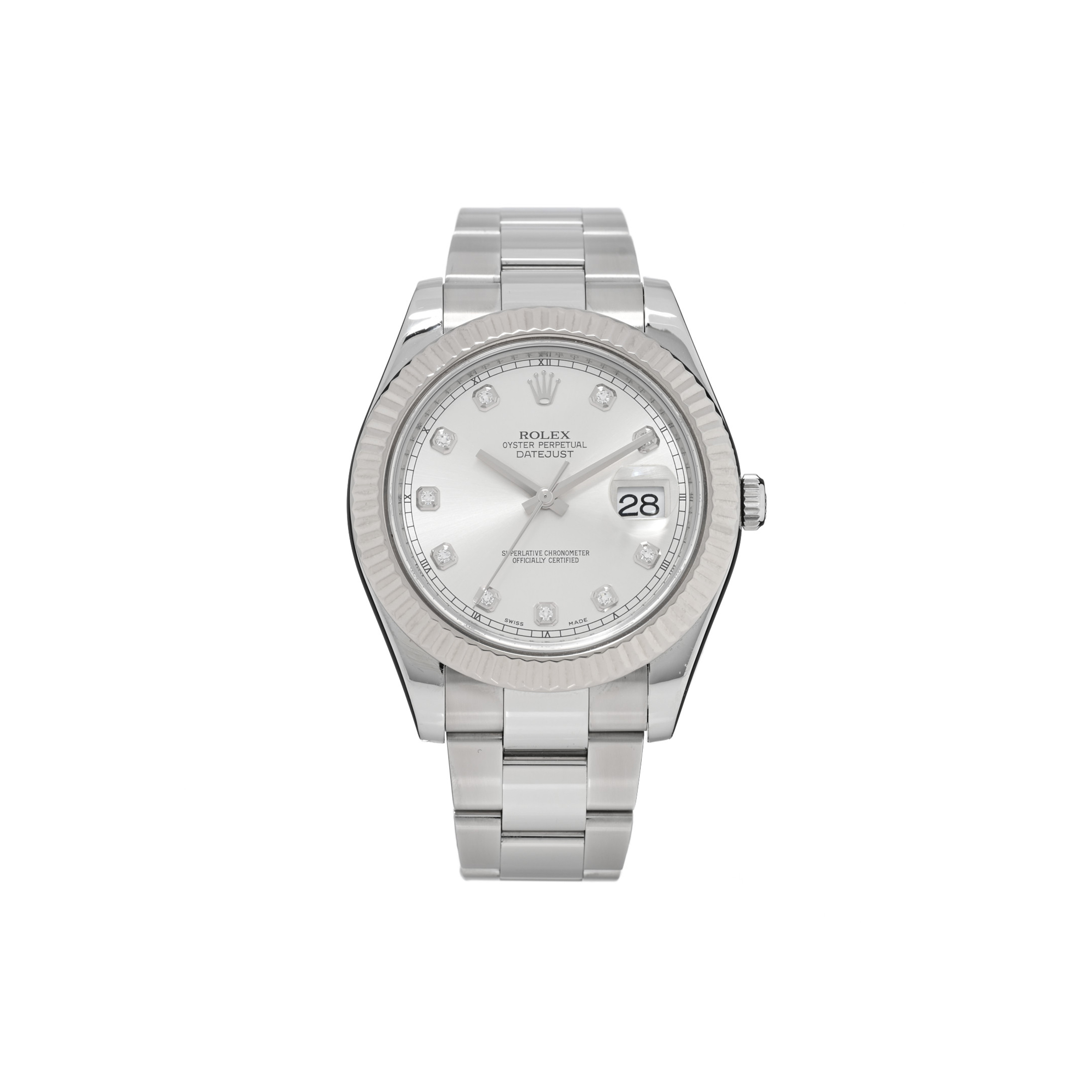 ROLEX STAINLESS STEEL 18K WHITE GOLD DIAMOND 41MM OYSTER PERPETUAL DATEJUST WATCH SILVER 116334 ROLEX STAINLESS STEEL 18K WHITE GOLD DIAMOND 41MM OYSTER PERPETUAL DATEJUST WATCH SILVER 116334