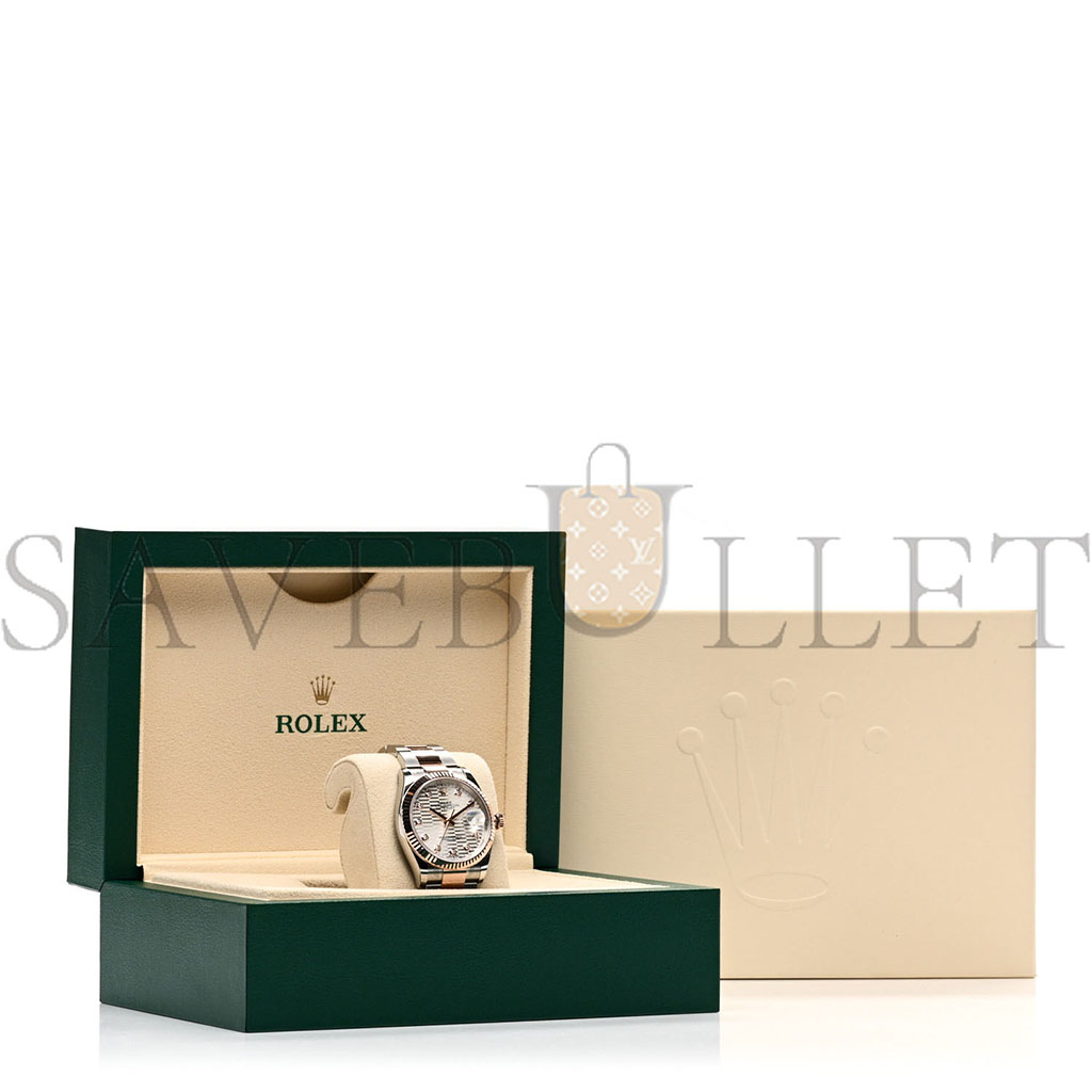 ROLEX STAINLESS STEEL 18K EVEROSE GOLD DIAMOND 36MM OYSTER PERPETUAL DATEJUST WATCH SILVER FLUTED 126231 ROLEX STAINLESS STEEL 18K EVEROSE GOLD DIAMOND 36MM OYSTER PERPETUAL DATEJUST WATCH SILVER FLUTED 126231