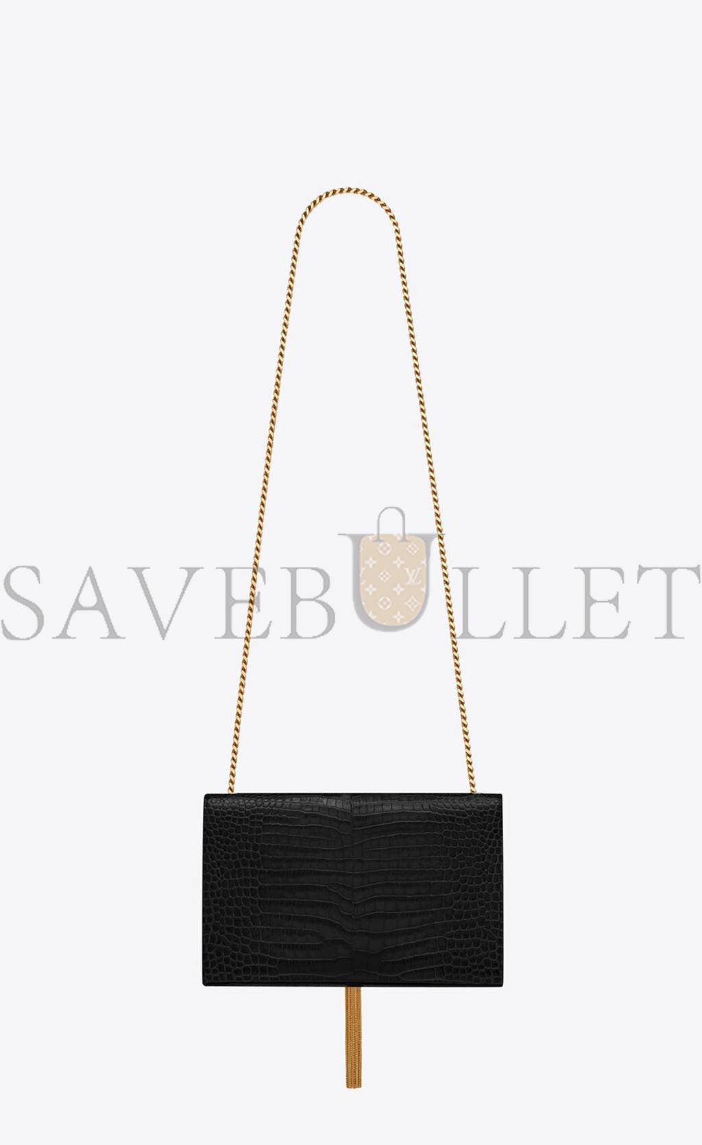 YSL KATE MEDIUM CHAIN BAG WITH TASSEL IN CROCODILE-EMBOSSED SHINY LEATHER 354119DND0J1000 (24*14.5*5.5cm)