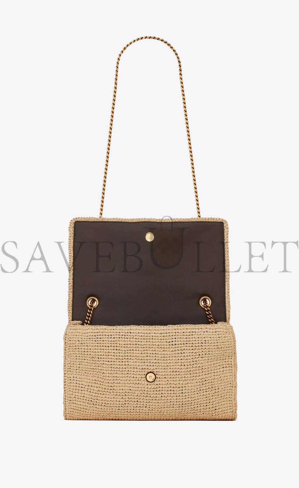 YSL KATE MEDIUM CHAIN BAG IN RAFFIA AND SMOOTH LEATHER 698637GAAA92069 (28.5*20*6cm)