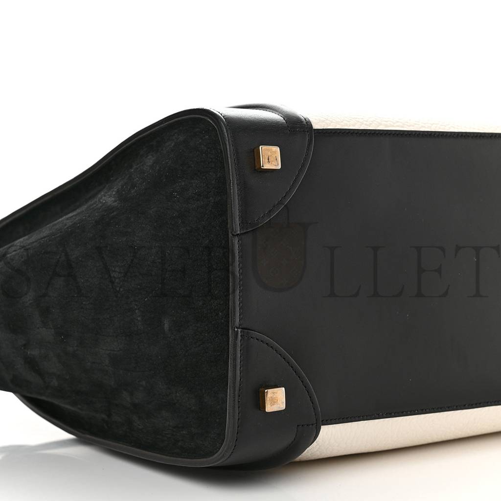 CELINE BULLHIDE CALFSKIN MINI BI-COLOR LUGGAGE BLACK WHITE (34*30*17cm)