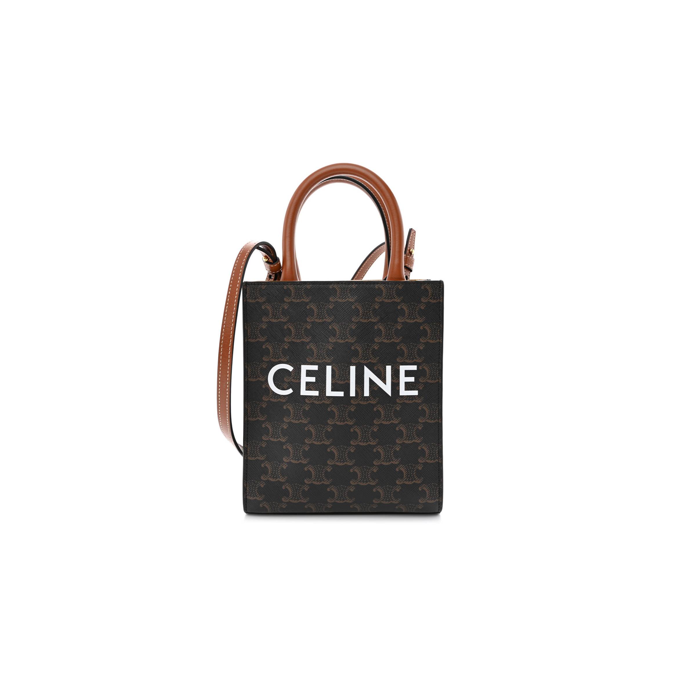 CELINE TRIOMPHE CANVAS CALFSKIN MINI VERTICAL CABAS TAN (20*17*6cm)