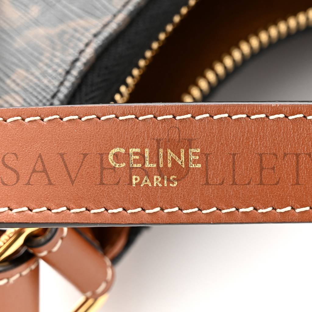 CELINE TRIOMPHE CANVAS CALFSKIN AVA SHOULDER BAG TAN (24*19*6cm)