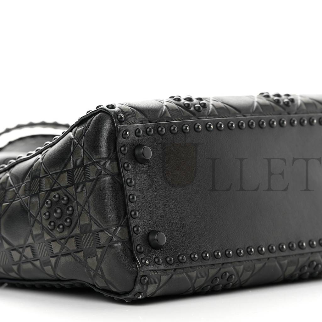 DIOR CALFSKIN CANNAGE EMBOSSED STUDDED MEDIUM SUPPLE LADY DIOR BLACK (24*20*12.1cm)