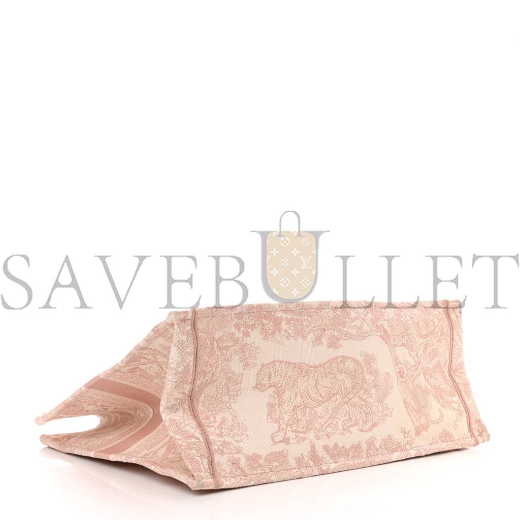 DIOR CANVAS TOILE DE JOUY EMBROIDERED LARGE BOOK TOTE PINK (42*35*10.2cm)