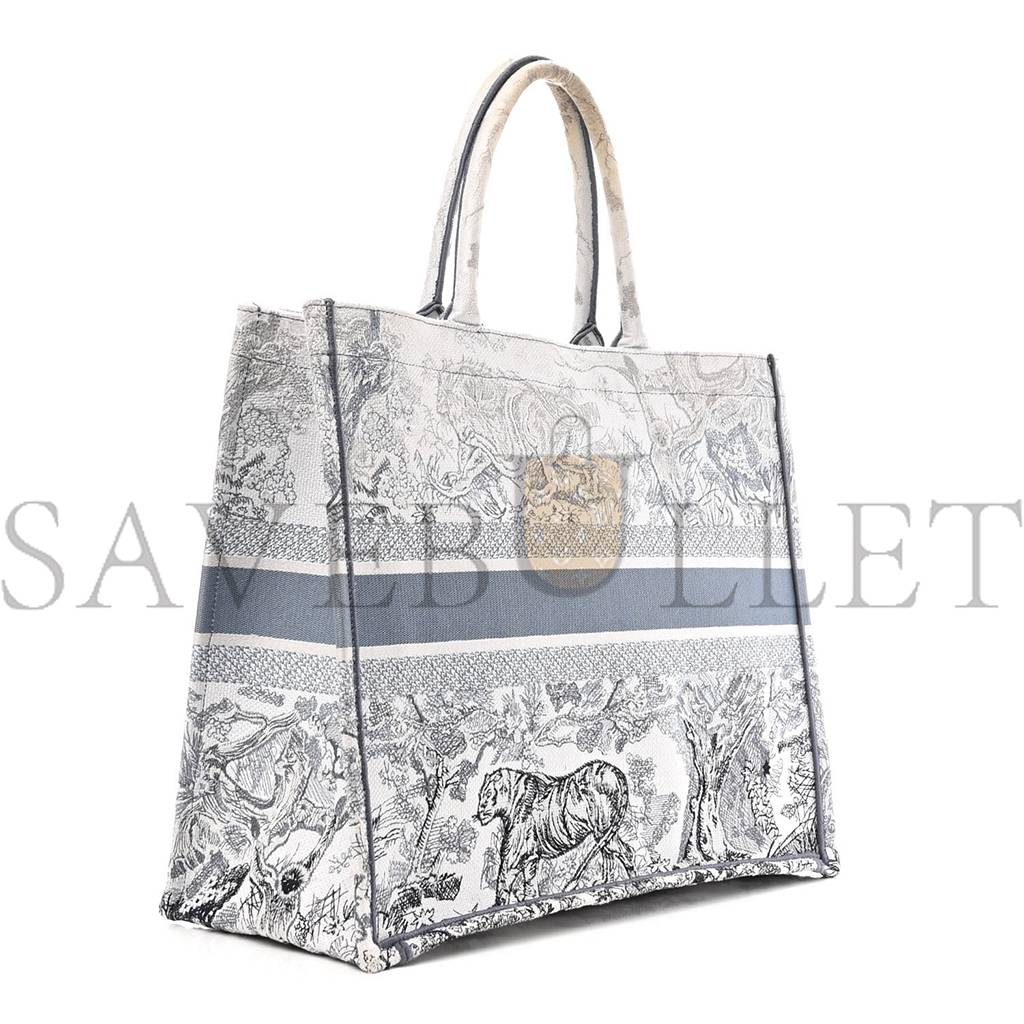 DIOR GRADIENT CANVAS EMBROIDERED LARGE DIORIVIERA TOILE DE JOUY BOOK TOTE BLUE (41*34*17.1cm)