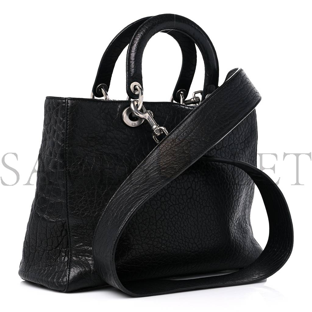 DIOR CANYON GRAINED LAMBSKIN LARGE LADY DIOR BLACK (32*23*12.1cm)