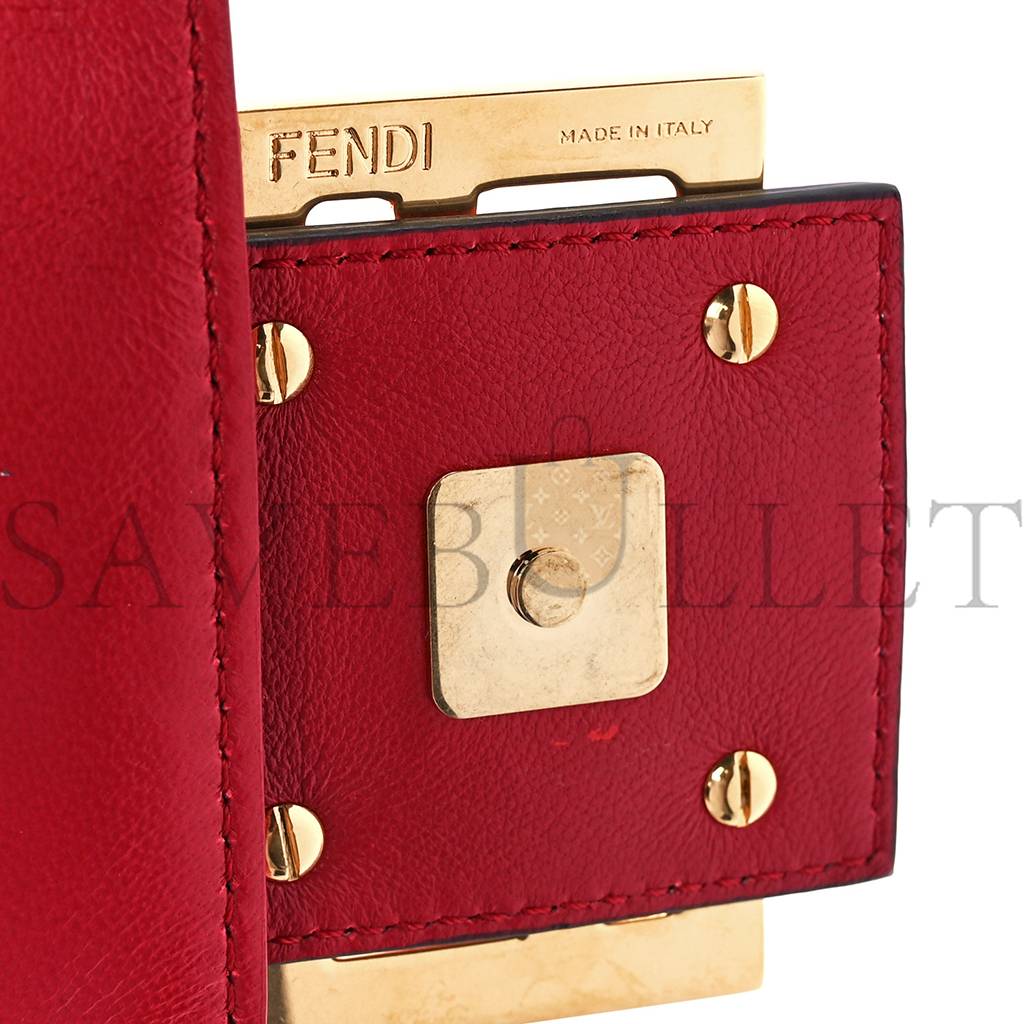 FENDI NAPPA FF 1974 EMBOSSED LARGE BAGUETTE FRAGOLA (32*16*5cm)