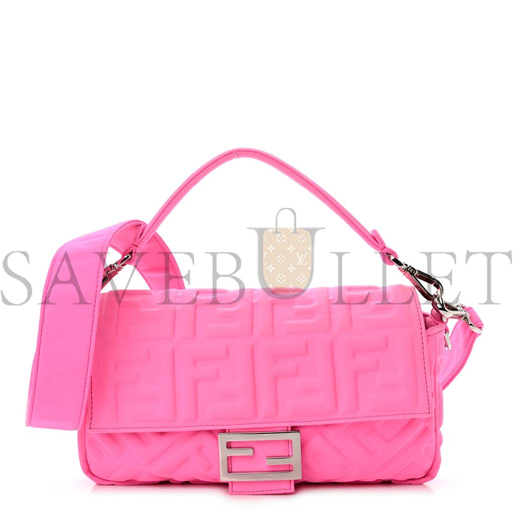 FENDI LYCRA FF 1974 EMBOSSED BAGUETTE ROSA FLUO (27*17*5cm)