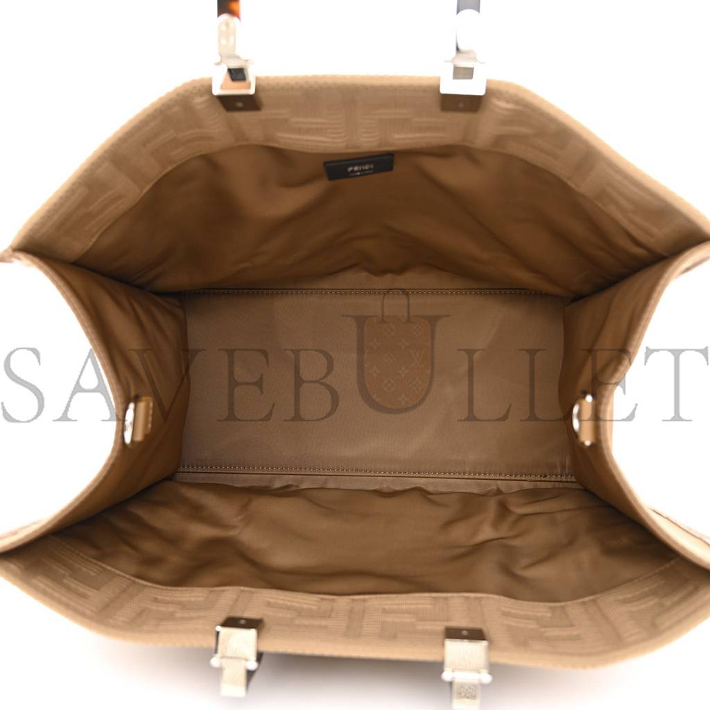 FENDI TECHNICAL FABRIC PLEXIGLASS FF MEDIUM FENDI SUNSHINE SHOPPER TOTE SAND (41*34*19cm)